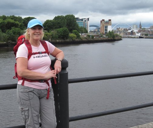 Viv on the Tyne as we approached the bridges