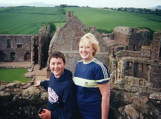 Asa and Viv up Raglan Castle